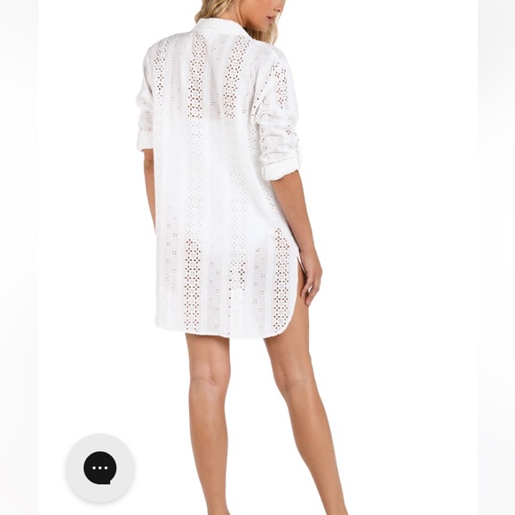 La Blanca Swim Suit Coverup NEW White Eyelet Button-Up Shirt - Picture 11 of 12